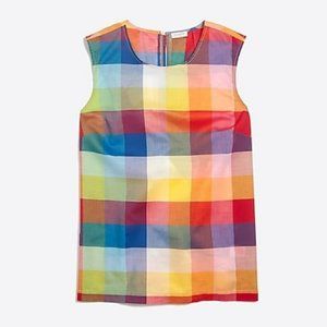 J. Crew Factory rainbow gingham sleeveless top 14